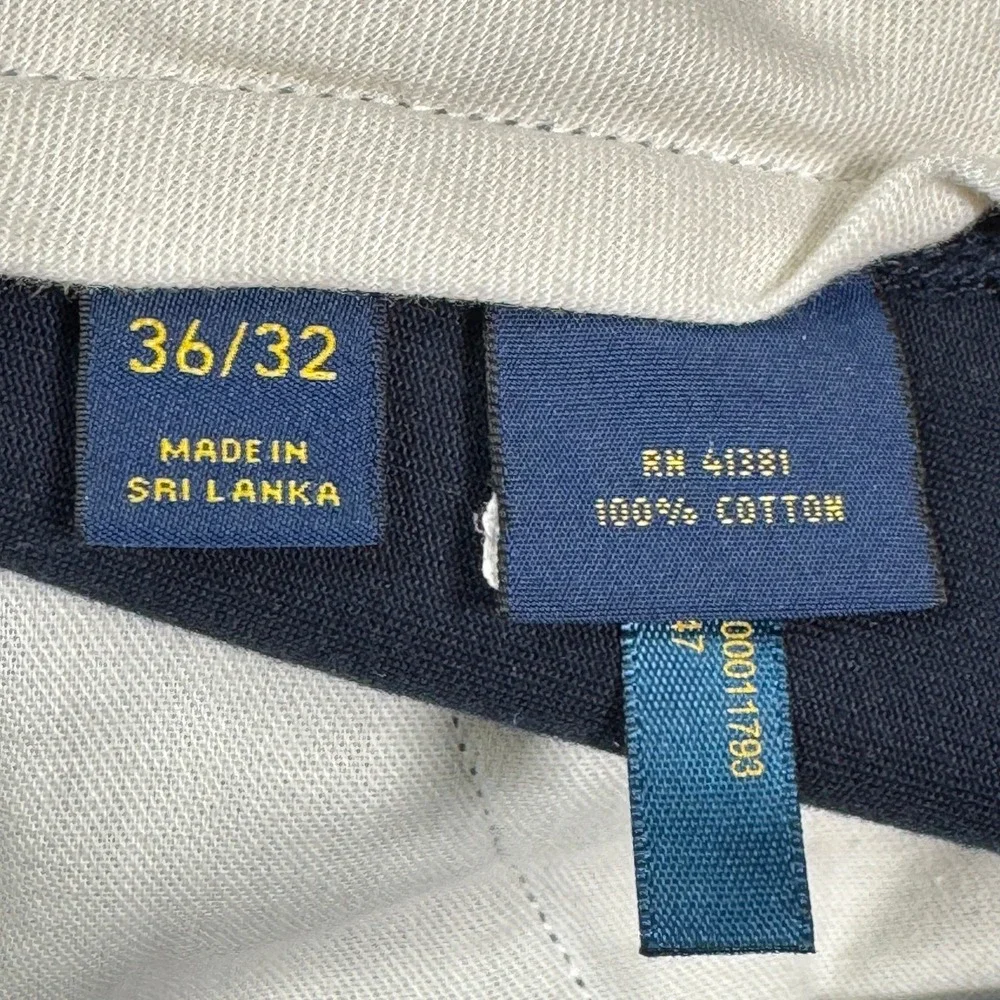 Polo Ralph Lauren Classic Fit Mens Chino Pants 36x32 Navy Blue Cotton Flat Front